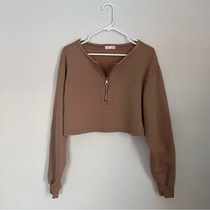 Good American Collarless Half Zip Sweatshirt